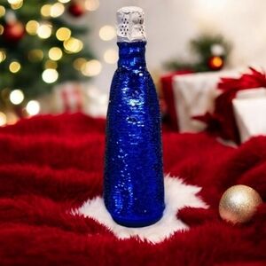 Sequin Bottle Cover Bright Blue Stretchy